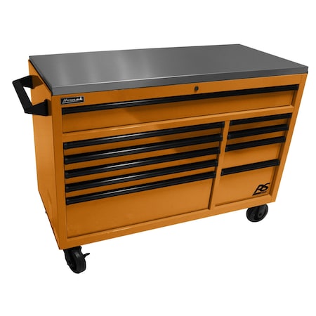 Homak 54in RS Pro 10-Drawer Roller Cabinet with ss top-Orange OG04054014